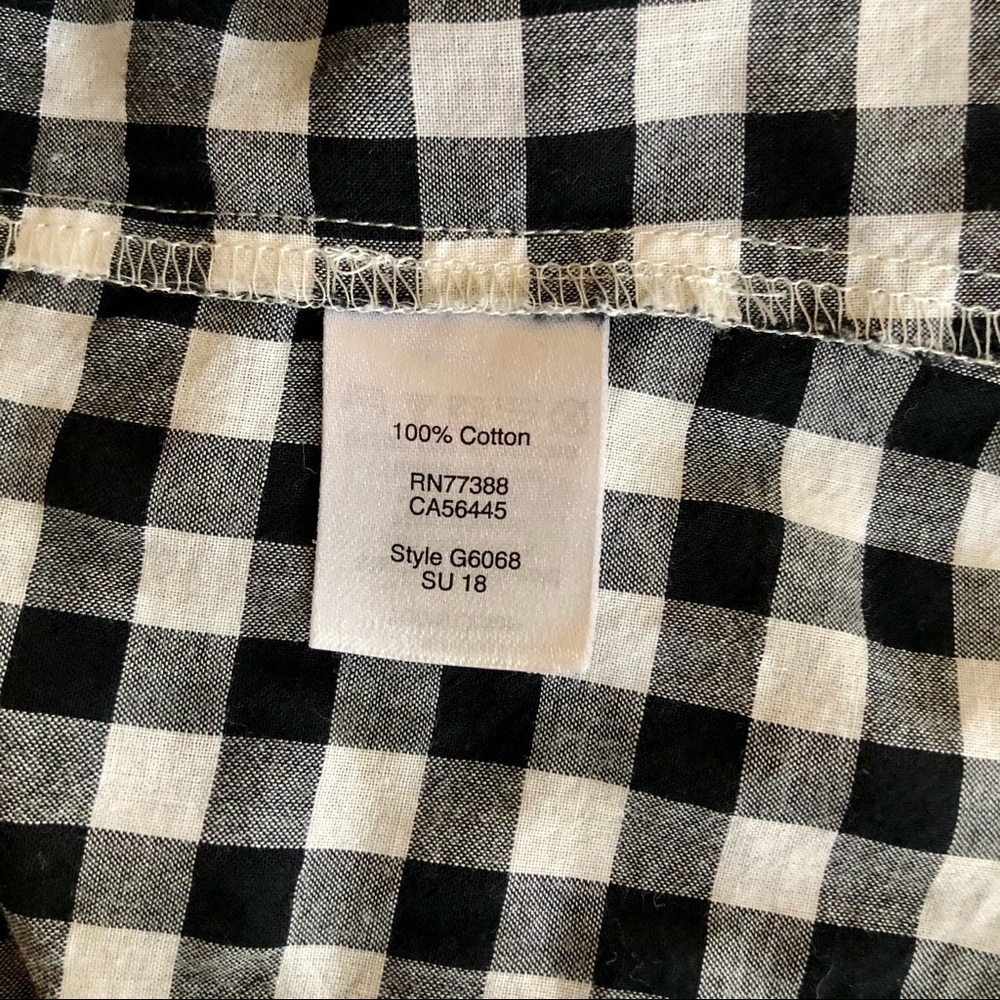 J Crew gingham tie-front shirt black white XS - Picture 8 of 9